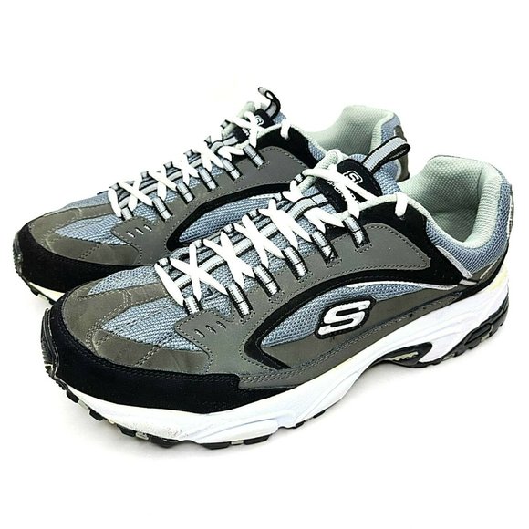 Skechers Mens Gray Black Lace Up Sneaker Size 11.5 main image 5